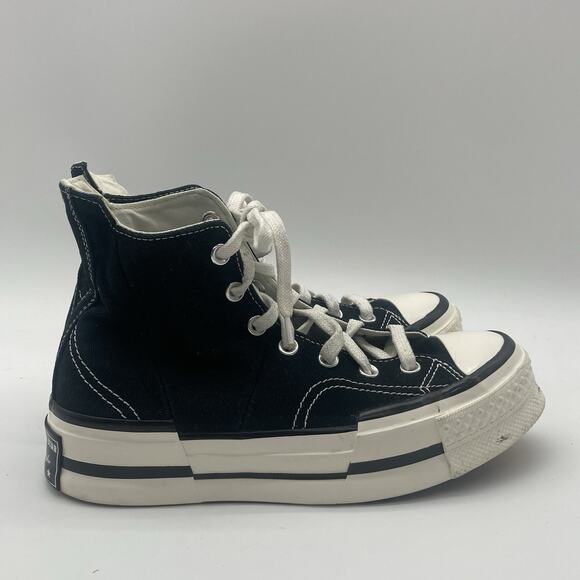 Mens Size 6 Wmns 8 Converse Chuck 70 Plus Platform Black Hi Tops Sneaker A00916C - Picture 1 of 9